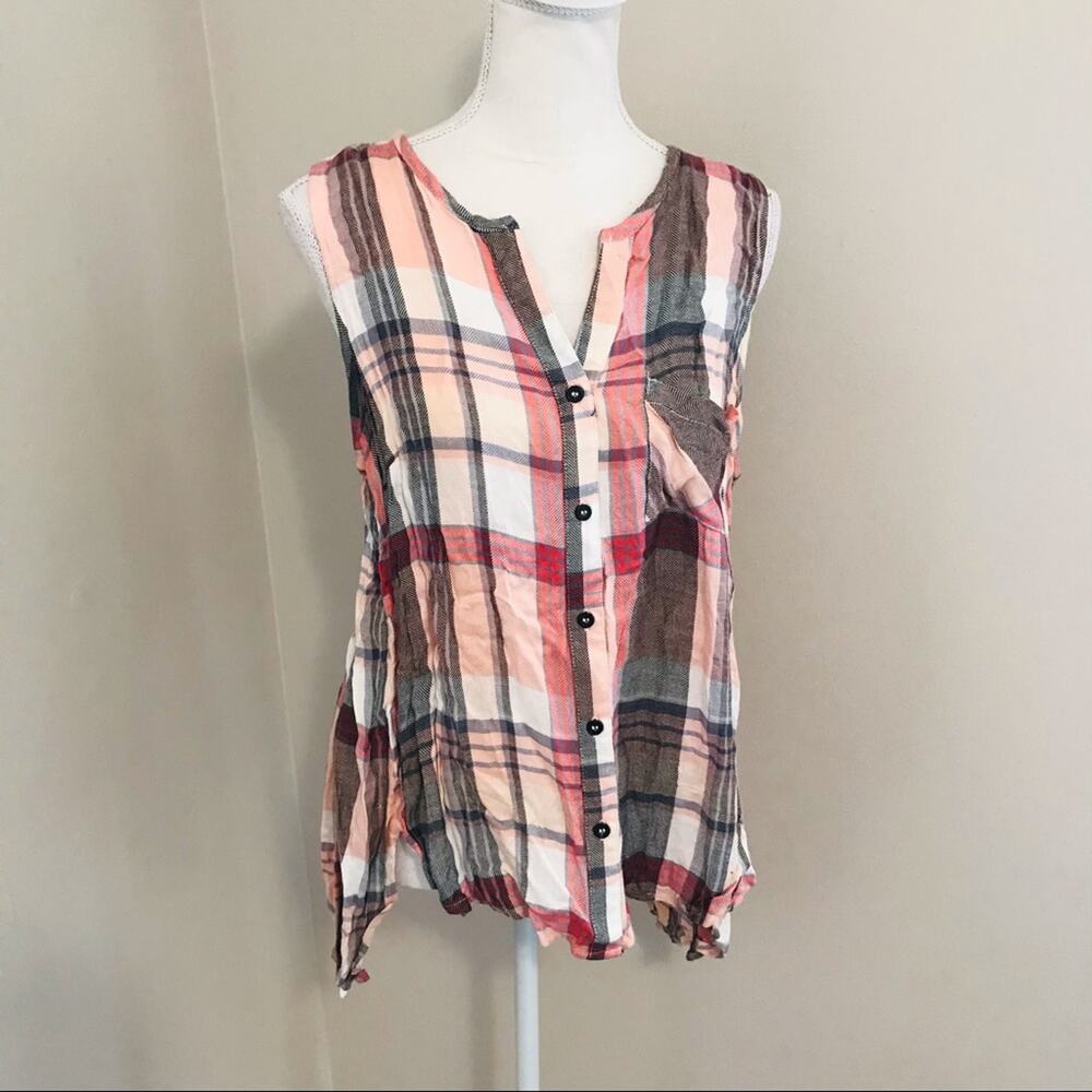 Stoosh Plaid Sleeveless Blouse